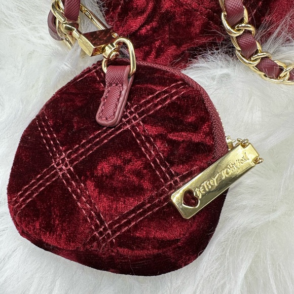 Betsey Johnson Velvet Quilted Shoulder/crossbody Bag - Deep Red - Picture 4 of 12